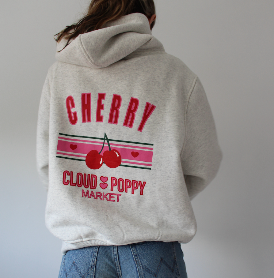Oversized Grey Hoodie Cherry Market