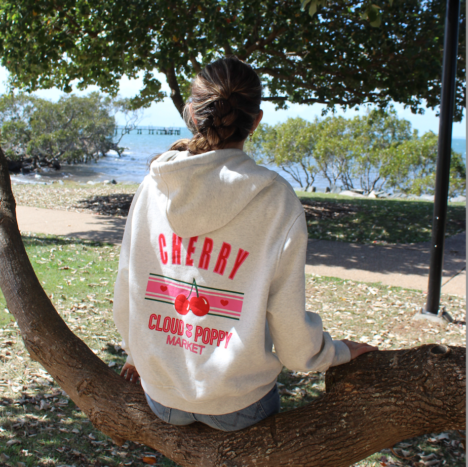 Oversized Grey Hoodie Cherry Market