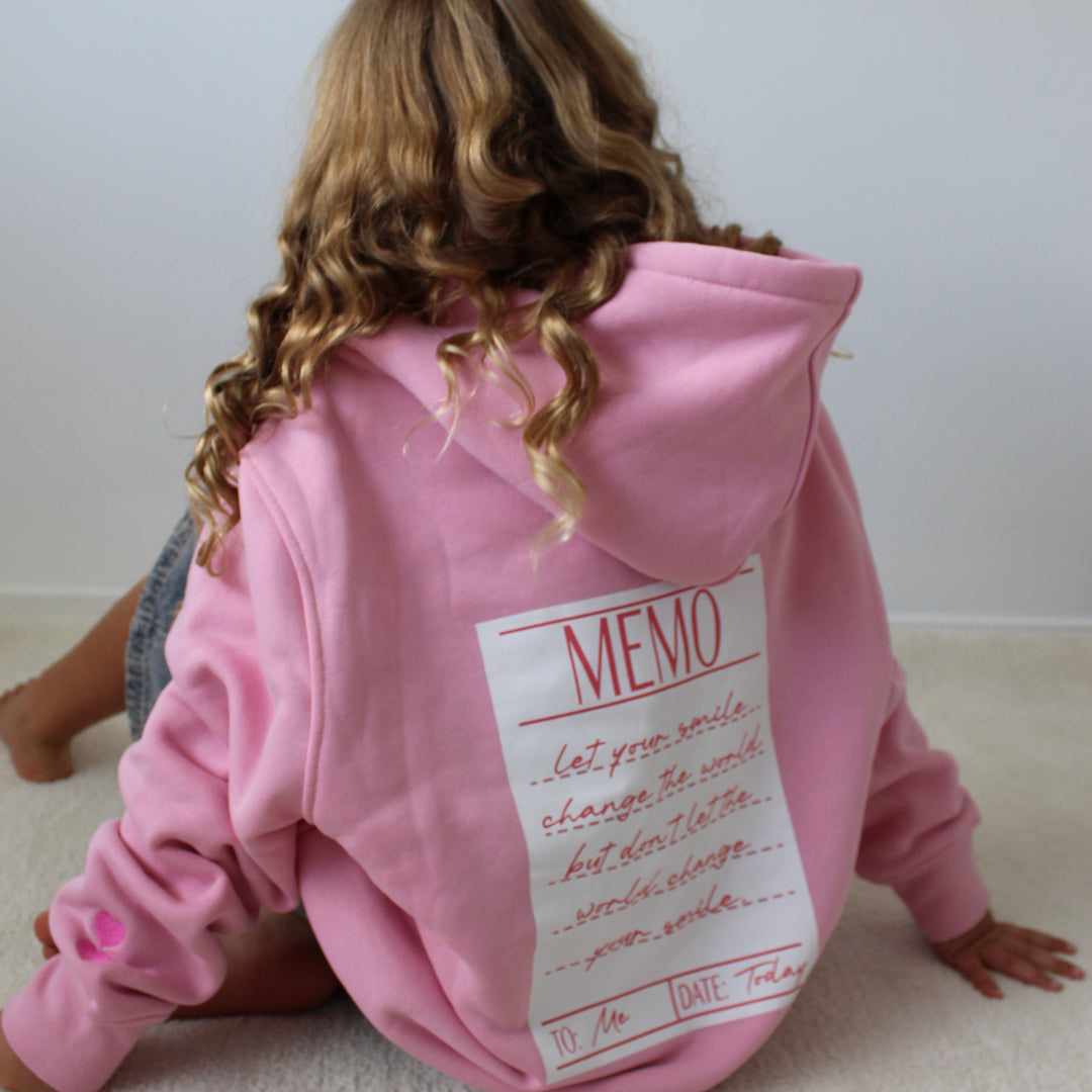 Oversized Pink Hoodie Memo